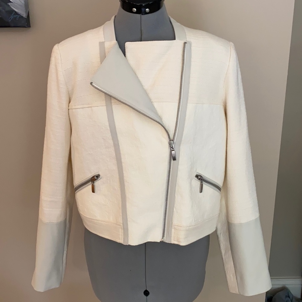 Excellent Condition Chico’s Moto-Style Jacket in Cream/Ivory